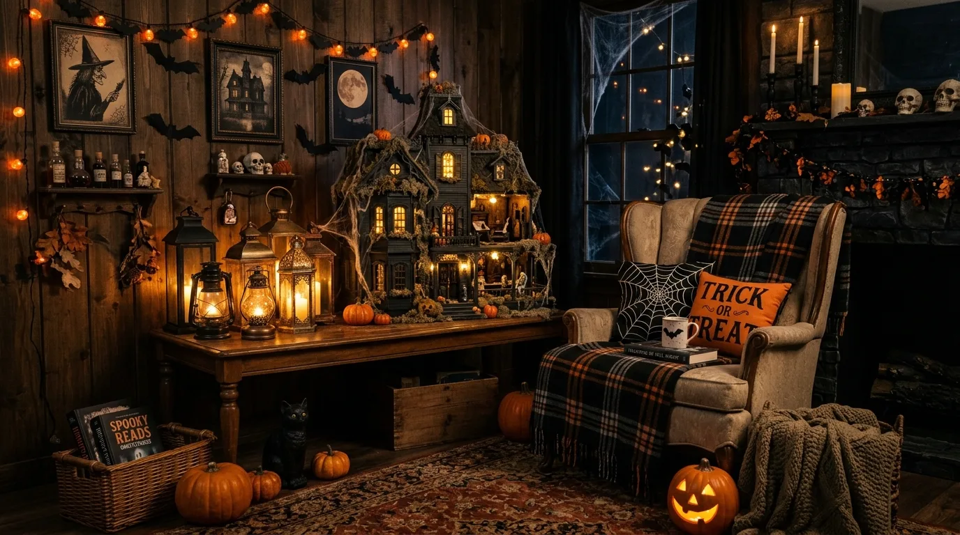 Bring Halloween into hallways and transitions inspiration for an indoor Halloween setting.